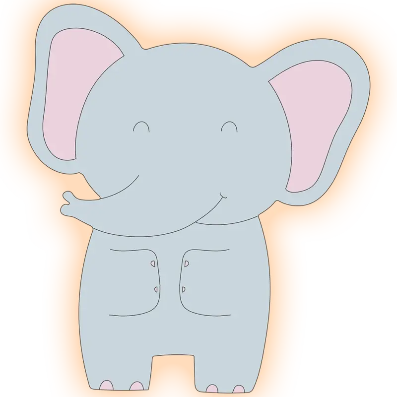 Veilleuse murale éléphant allumé