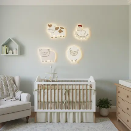 Veilleuses murales bébé univers ferme