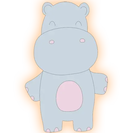 Veilleuse murale hippopotame allumé