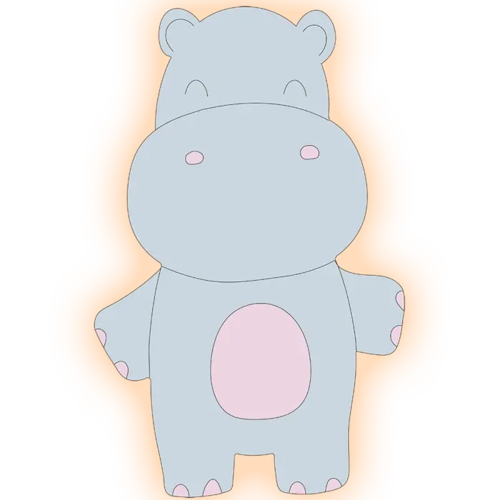 Veilleuse murale hippopotame allumé