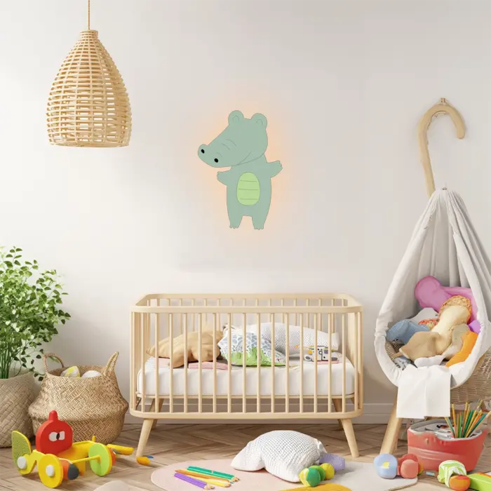 Veilleuse murale crocodile dans chambre