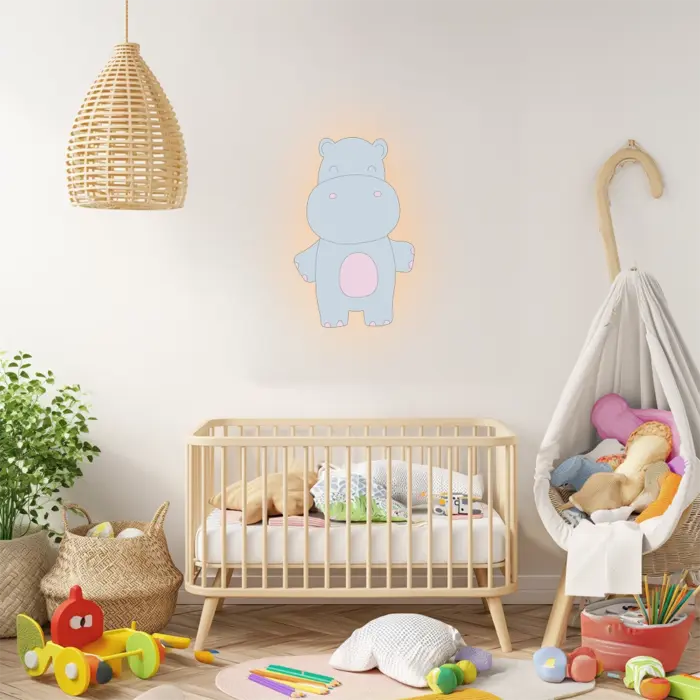 Veilleuse murale hippopotame dans chambre