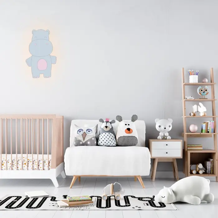 Veilleuse murale hippopotame dans chambre