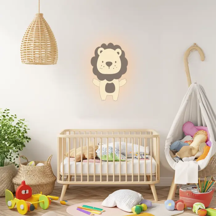 Veilleuse murale lion dans chambre