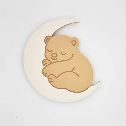 Veilleuse murale bébé ourson lune